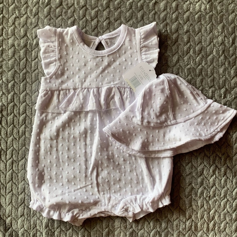Pure White 2-Piece Set Romper & Har Set from Kyle & Deena in 0-3M